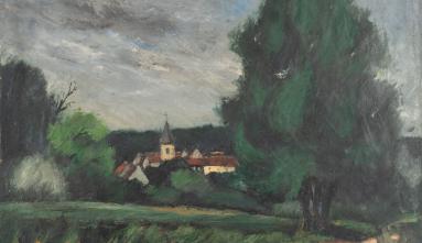 house beyond trees